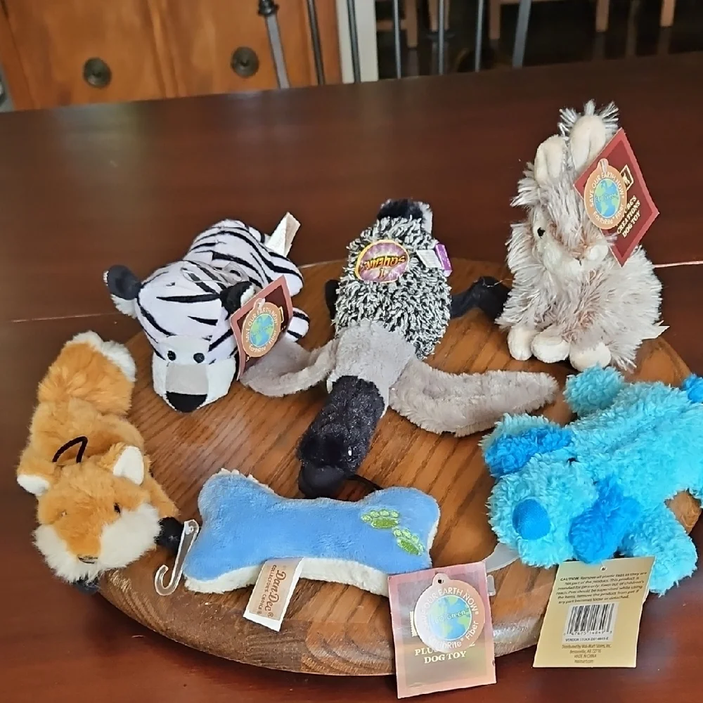 Dog Toys 6 Plush Animal Toys - Multicolor NWT Cat Kitten Puppy Bundle
